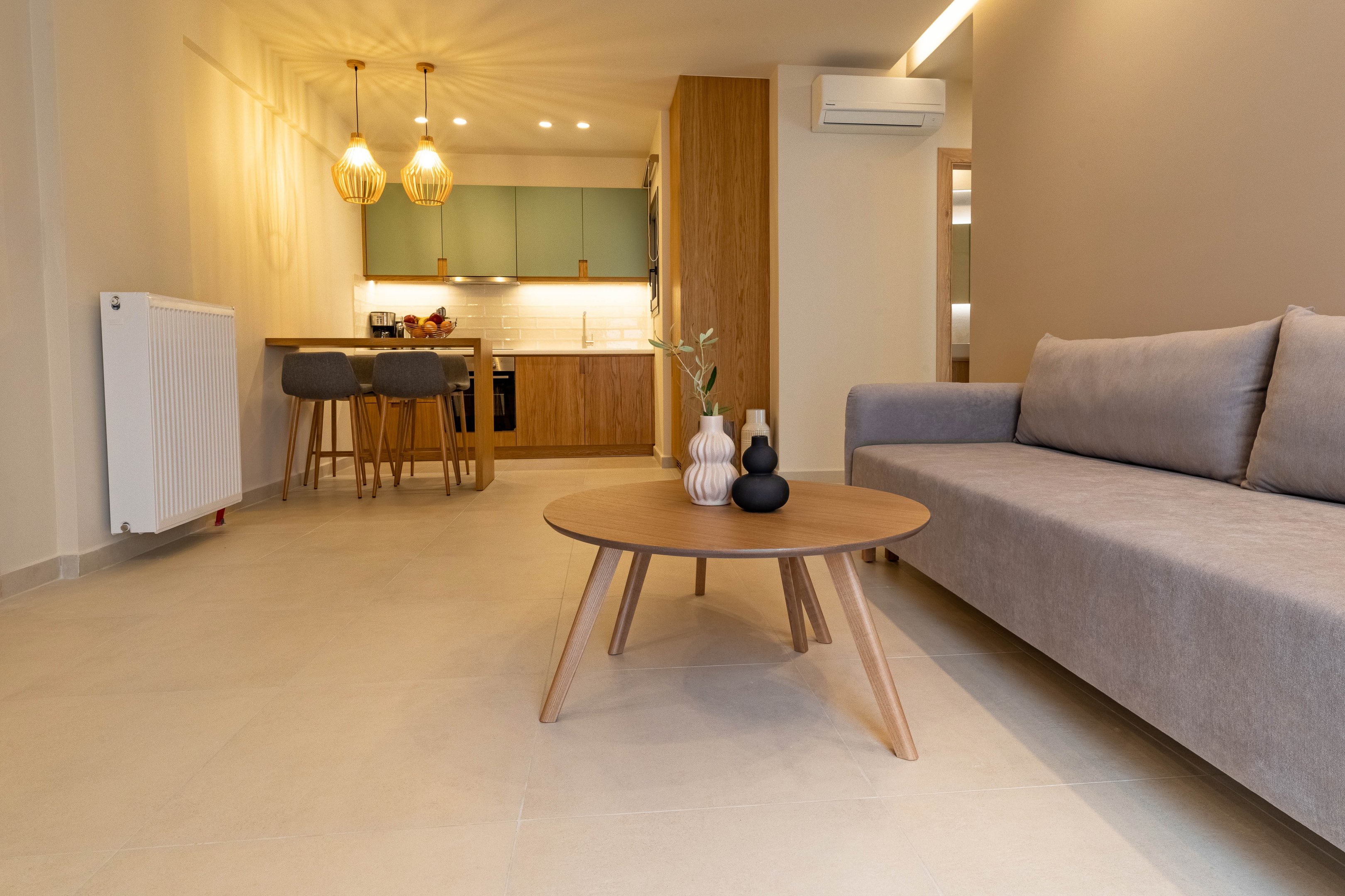 Modern kitchen with dining space